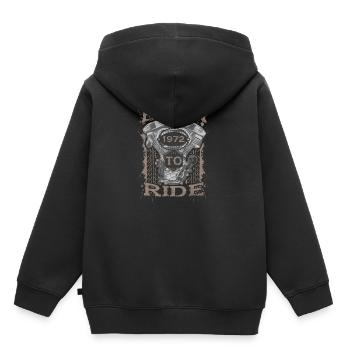 Born to Ride motorcycle 1972 - Kinder Premium Organic Hoodie - Schwarz - Hinten - AI Model Kid Male (0cm)