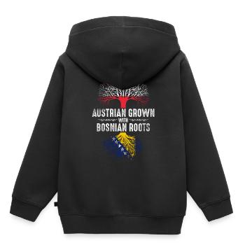 Autrichiens d’origine bosniaque - Sweat Premium à capuche enfant bio - noir - Dos - AI Model Kid Male (0cm)