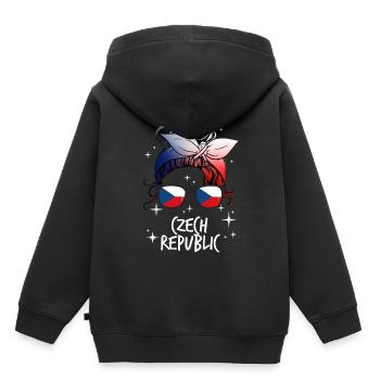 République tchèque - Sweat Premium à capuche enfant bio - noir - Dos - AI Model Kid Male (0cm)