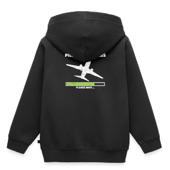 Pilot in progress please wait Flugzeug Traumberuf - Kinder Premium Organic Hoodie - Schwarz - Hinten - AI Model Kid Male (0cm)