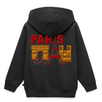 Ich erinnere mich, Paris Frankreich - Kinder Premium Organic Hoodie - Schwarz - Hinten - AI Model Kid Male (0cm)