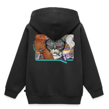Cat criminalité - Sweat Premium à capuche enfant bio - noir - Dos - AI Model Kid Male (0cm)