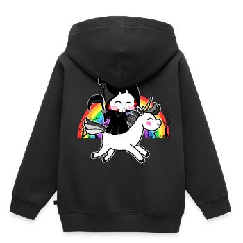 Death Is Magic - Unicorn Grim Reaper Rainbow - Kids Premium Organic Hoodie - black - Back - AI Model Kid Male (0cm)