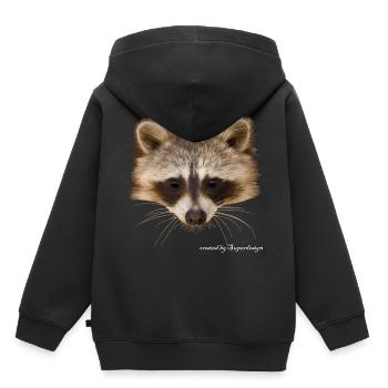 racoon - Kids Premium Organic Hoodie - black - Back - AI Model Kid Male (0cm)