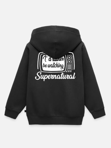 WATCHING SUPERNATURAL, GESCHENK - Kinder Premium Organic Hoodie - Schwarz