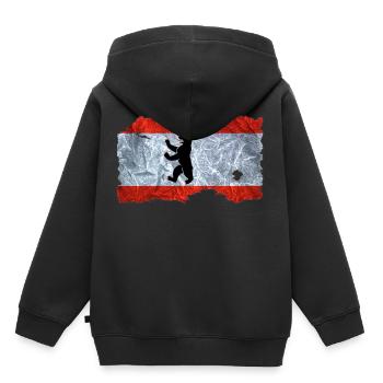 Regard drapeau Berlin / drapeau de cru utilisé - Sweat Premium à capuche enfant bio - noir - Dos - AI Model Kid Male (0cm)