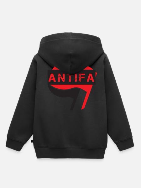 DRAPEAUX ANTIFA FLAG - Sweat Premium à capuche enfant bio - noir
