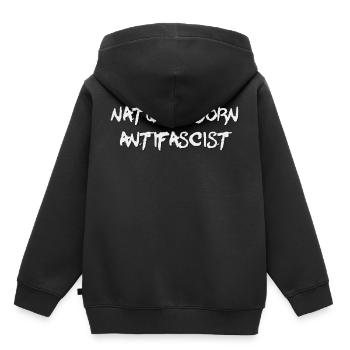 natural born antifaschist aktivist #wirbleibenmehr - Kinder Premium Organic Hoodie - Schwarz - Hinten - AI Model Kid Male (0cm)