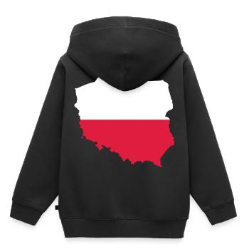 Pologne - Frontière nationale dans le drapeau national - Sweat Premium à capuche enfant bio - noir - Dos - AI Model Kid Male (0cm)
