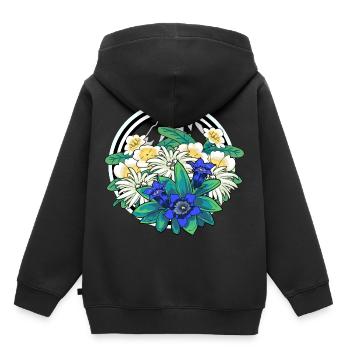 Flora Wild Flowers Gentian Edelweiss Alps Alm Berg - Kids Premium Organic Hoodie - black - Back - AI Model Kid Male (0cm)