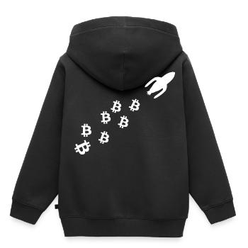 Die Coin Rakete - Kinder Premium Organic Hoodie - Schwarz - Hinten - AI Model Kid Male (0cm)