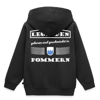Légendes de Poméranie - Sweat Premium à capuche enfant bio - noir - Dos - AI Model Kid Male (0cm)