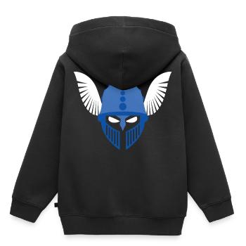 Casque germanique avec dessin de plumes, Germania Magna - Sweat Premium à capuche enfant bio - noir - Dos - AI Model Kid Male (0cm)