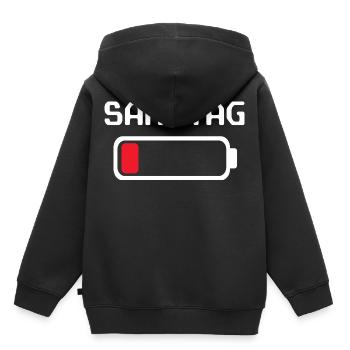 Samstag Batterie leer Design - Kinder Premium Organic Hoodie - Schwarz - Hinten - AI Model Kid Male (0cm)