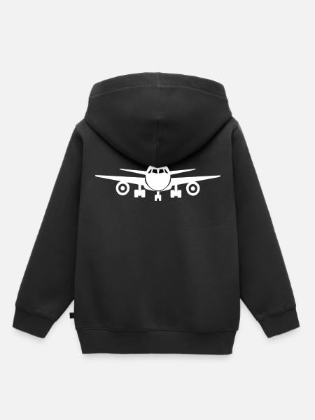 Passagierflugzeug, cooles Flugzeug Design - Kinder Premium Organic Hoodie - Schwarz