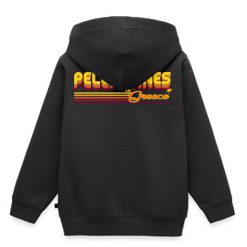 Patras: design rétro méditerranéen - Sweat Premium à capuche enfant bio - noir - Dos - AI Model Kid Male (0cm)