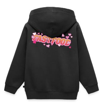 Restauration rapide avec des cœurs, j’adore la restauration rapide - Sweat Premium à capuche enfant bio - noir - Dos - AI Model Kid Male (0cm)