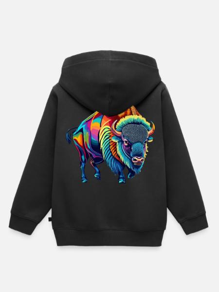 Bison - Kinder Premium Organic Hoodie - Schwarz