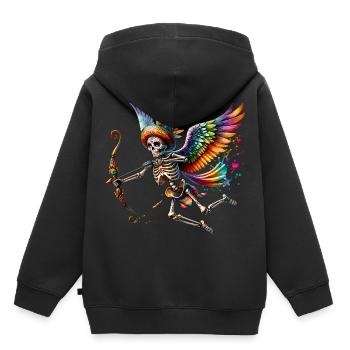 La flèche de Cupidon rassemble les cœurs - Sweat Premium à capuche enfant bio - noir - Dos - AI Model Kid Male (0cm)
