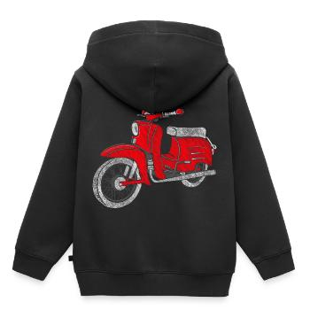 Schwalbe - Cyclomoteur de la RDA - Scooter de la RDA - Vintage - Sweat Premium à capuche enfant bio - noir - Dos - AI Model Kid Male (0cm)