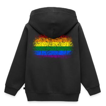 Regenbogenfahne Used Look - Kinder Premium Organic Hoodie - Schwarz - Hinten - AI Model Kid Male (0cm)