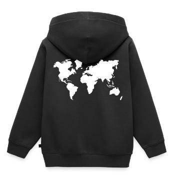 Weltkarte Reise Kontinente - Kinder Premium Organic Hoodie - Schwarz - Hinten - AI Model Kid Male (0cm)