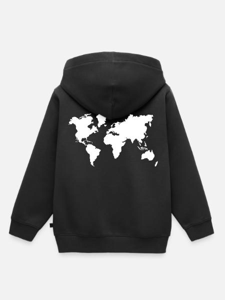 Weltkarte Reise Kontinente - Kinder Premium Organic Hoodie - Schwarz