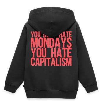 Kapitalismus - Kinder Premium Organic Hoodie - Schwarz - Hinten - AI Model Kid Male (0cm)