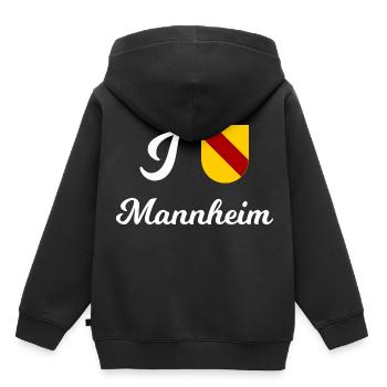 J’adore Mannheim - Sweat Premium à capuche enfant bio - noir - Dos - AI Model Kid Male (0cm)