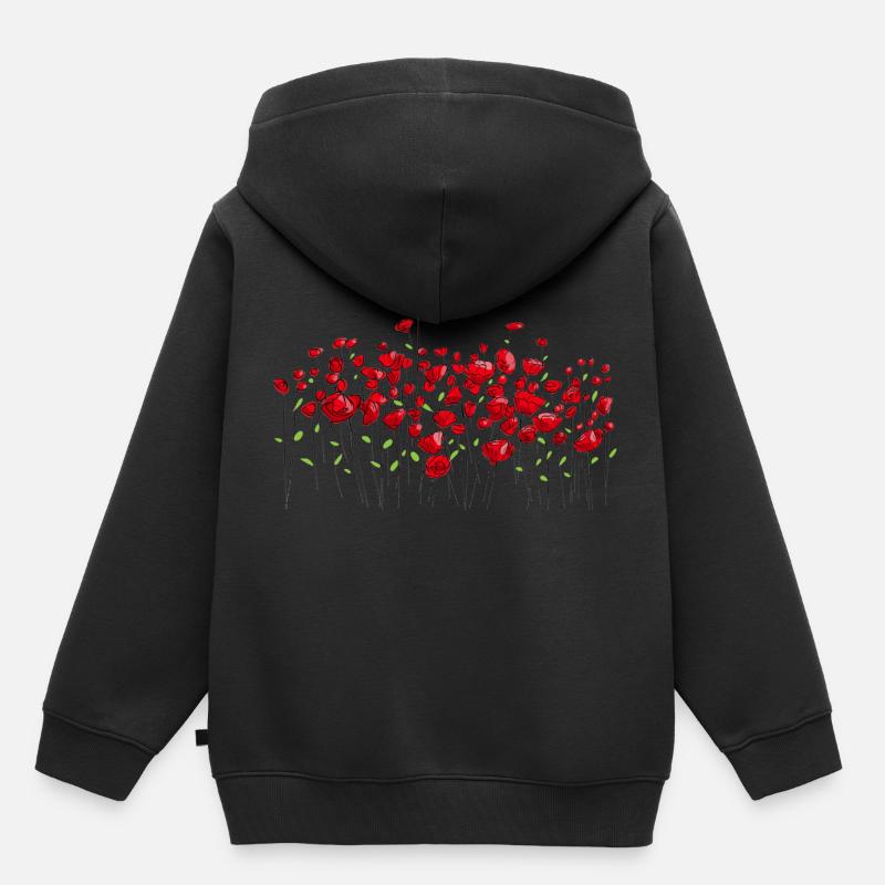 Coquelicots fleurs de pavot fleurs - Sweat Premium à capuche enfant bio - noir