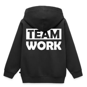 L’équipe au travail - Sweat Premium à capuche enfant bio - noir - Dos - AI Model Kid Male (0cm)