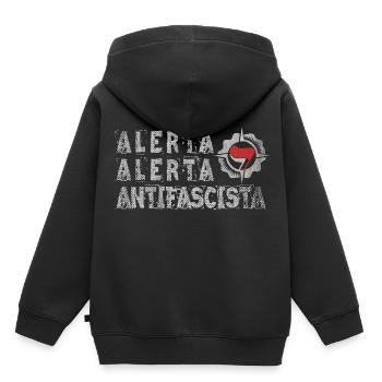 ACTION ANTIFASCISTE ANTIFASCISTA - Sweat Premium à capuche enfant bio - noir - Dos - AI Model Kid Male (0cm)