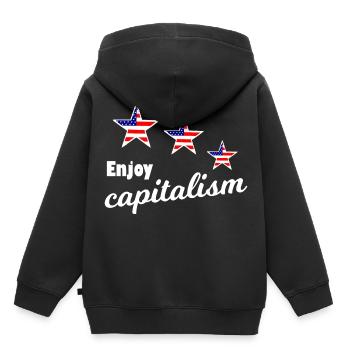 Geniese den Kapitalismus - Kinder Premium Organic Hoodie - Schwarz - Hinten - AI Model Kid Male (0cm)