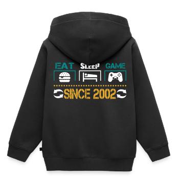 Eat, Sleep, Game, Repeat, Controller, since 2002 - Kinder Premium Organic Hoodie - Schwarz - Hinten - AI Model Kid Male (0cm)