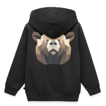ours brun - Sweat Premium à capuche enfant bio - noir - Dos - AI Model Kid Male (0cm)