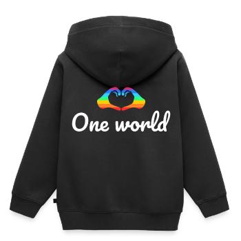 un monde - Sweat Premium à capuche enfant bio - noir - Dos - AI Model Kid Male (0cm)