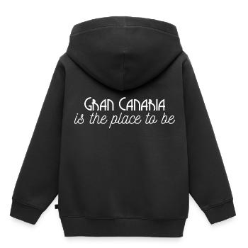 Citation Grande Canarie - Sweat Premium à capuche enfant bio - noir - Dos - AI Model Kid Male (0cm)