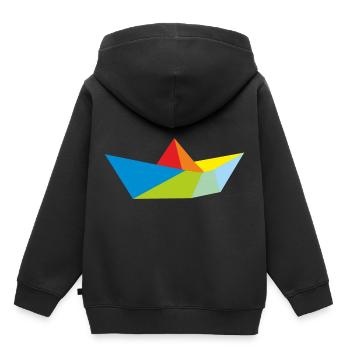 Origami Traumschiff Schiff Schifffahrt Geschenk - Kinder Premium Organic Hoodie - Schwarz - Hinten - AI Model Kid Male (0cm)