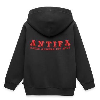 antifa - alles andere ist mist - Kinder Premium Organic Hoodie - Schwarz - Hinten - AI Model Kid Male (0cm)