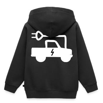 Camionnettes électriques - Sweat Premium à capuche enfant bio - noir - Dos - AI Model Kid Male (0cm)