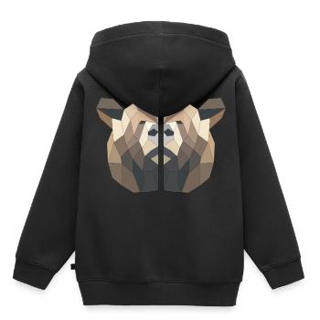 ours brun - Sweat Premium à capuche enfant bio - noir - Dos - AI Model Kid Male (0cm)