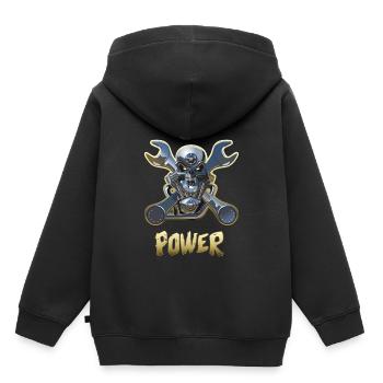 Moteur v8 Power Gold - Sweat Premium à capuche enfant bio - noir - Dos - AI Model Kid Male (0cm)