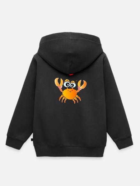 mignon crabe cancer bande dessinée lobster - Sweat Premium à capuche enfant bio - noir