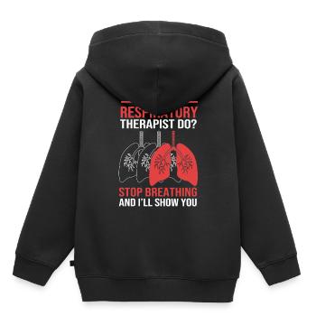 breathing breathing oxygen - Kids Premium Organic Hoodie - black - Back - AI Model Kid Male (0cm)