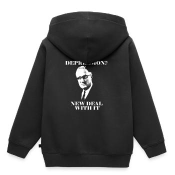 Great Depression? New Deal with it! - Kinder Premium Organic Hoodie - Schwarz - Hinten - AI Model Kid Male (0cm)