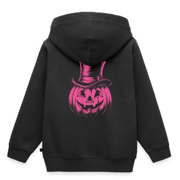 Halloweenkürbis mit Zylinder Strichzeichnung - Kinder Premium Organic Hoodie - Schwarz - Hinten - AI Model Kid Male (0cm)