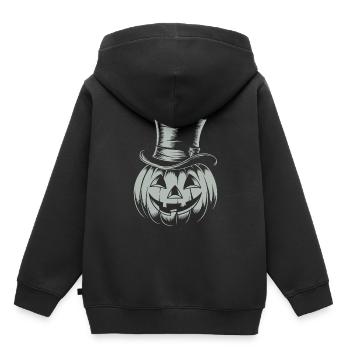 Halloweenkürbis mit Zylinder Strichzeichnung - Kinder Premium Organic Hoodie - Schwarz - Hinten - AI Model Kid Male (0cm)