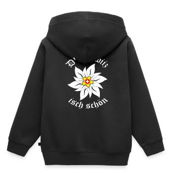 Edelweiss - Suisse - Sweat Premium à capuche enfant bio - noir - Dos - AI Model Kid Male (0cm)