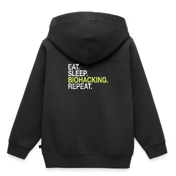 Eat Sleep Biohacking Repeat DNA Biohacker Geschenk - Kinder Premium Organic Hoodie - Schwarz - Hinten - AI Model Kid Male (0cm)