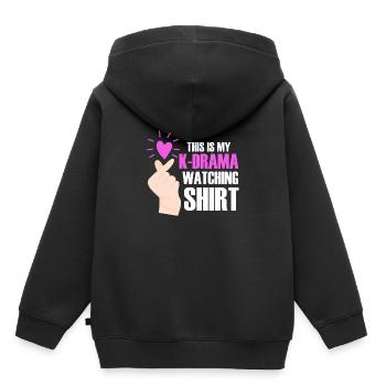 K-Drama Addict KDrama Corée du Sud Coréen Asiatique - Sweat Premium à capuche enfant bio - noir - Dos - AI Model Kid Male (0cm)